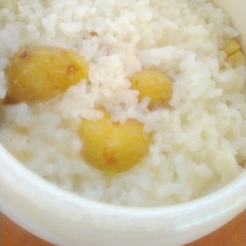 栗ご飯が炊きあがった様子